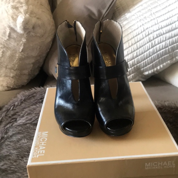 Black Michael Kors Peep Toe Bootie - Picture 3 of 10